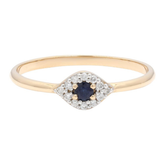 14K Yellow Gold Sapphire Evil Eye Ring