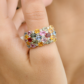 18K Gold Multi Sapphire Band Ring - vrjewels-us
