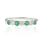 18K Gold Emerald Diamond Half Eternity Band