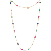 18K Yellow Gold Precious Gemstone Station Necklace