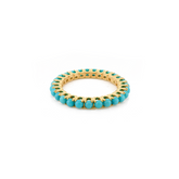 14K Round Cut Turquoise Eternity Band in Prong Setting