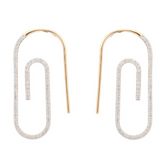 14K Trendy Paper Clip Diamond Earrings