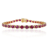 18K Round Ruby And Diamond Tennis Bracelet - Prong Set Elegant Design
