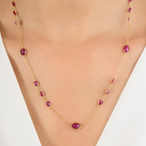 18K Yellow Gold Ruby Station Necklace