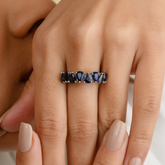 14K Gold Pear Cut Blue Sapphire Ring - vrjewels-us