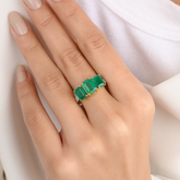 18K Gold Trillion Emerald Diamond Wedding Ring - vrjewels-us