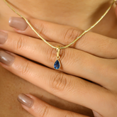 14K Solid Yellow Gold Teardrop Charm Pendant