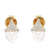 18K Trillion Cut Diamond Tiny Studs For Mom