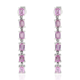 18K Pink Sapphire Diamond Long Cocktail Earrings