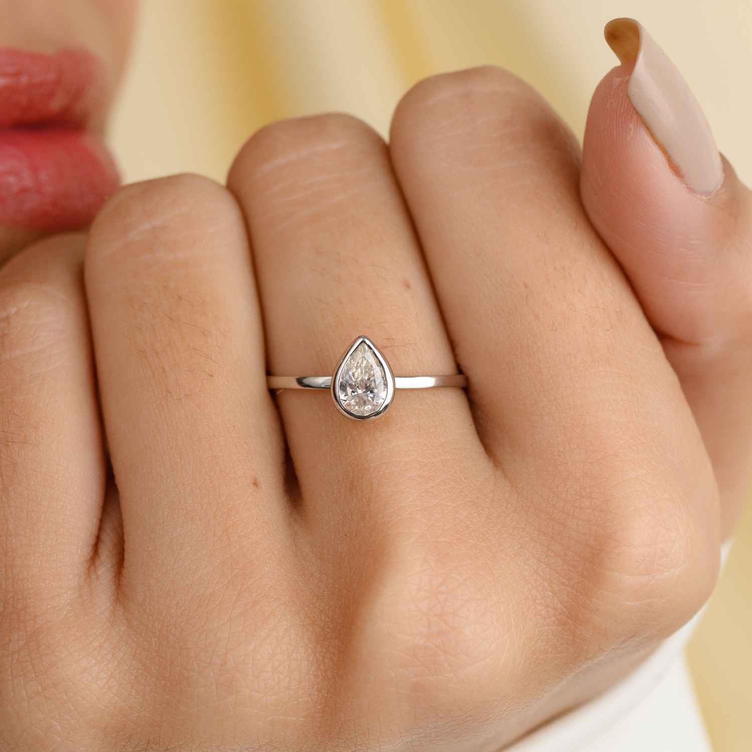 18K Gold Pear Cut Diamond Ring - vrjewels-us