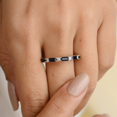 18K White Gold Blue Sapphire Diamond Band - vrjewels-us