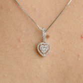 Heart Diamond Pendant In 18k Solid White Gold