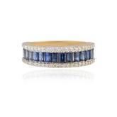 18K Gold Blue Sapphire Diamond Stacking Ring - vrjewels-us
