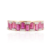 14K Gold Ruby Diamond Half Eternity Band - vrjewels-us
