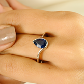 18K Classic Blue Sapphire Teardrop Ring