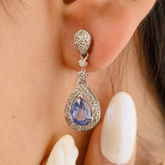 14K Modern Sapphire Drop Diamond Earrings