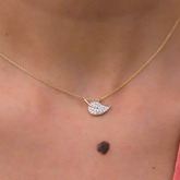 14K Yellow Gold Diamond Leaf Chain Necklace