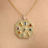 Antique Multi Sapphire Pendant 18k Solid Yellow Gold