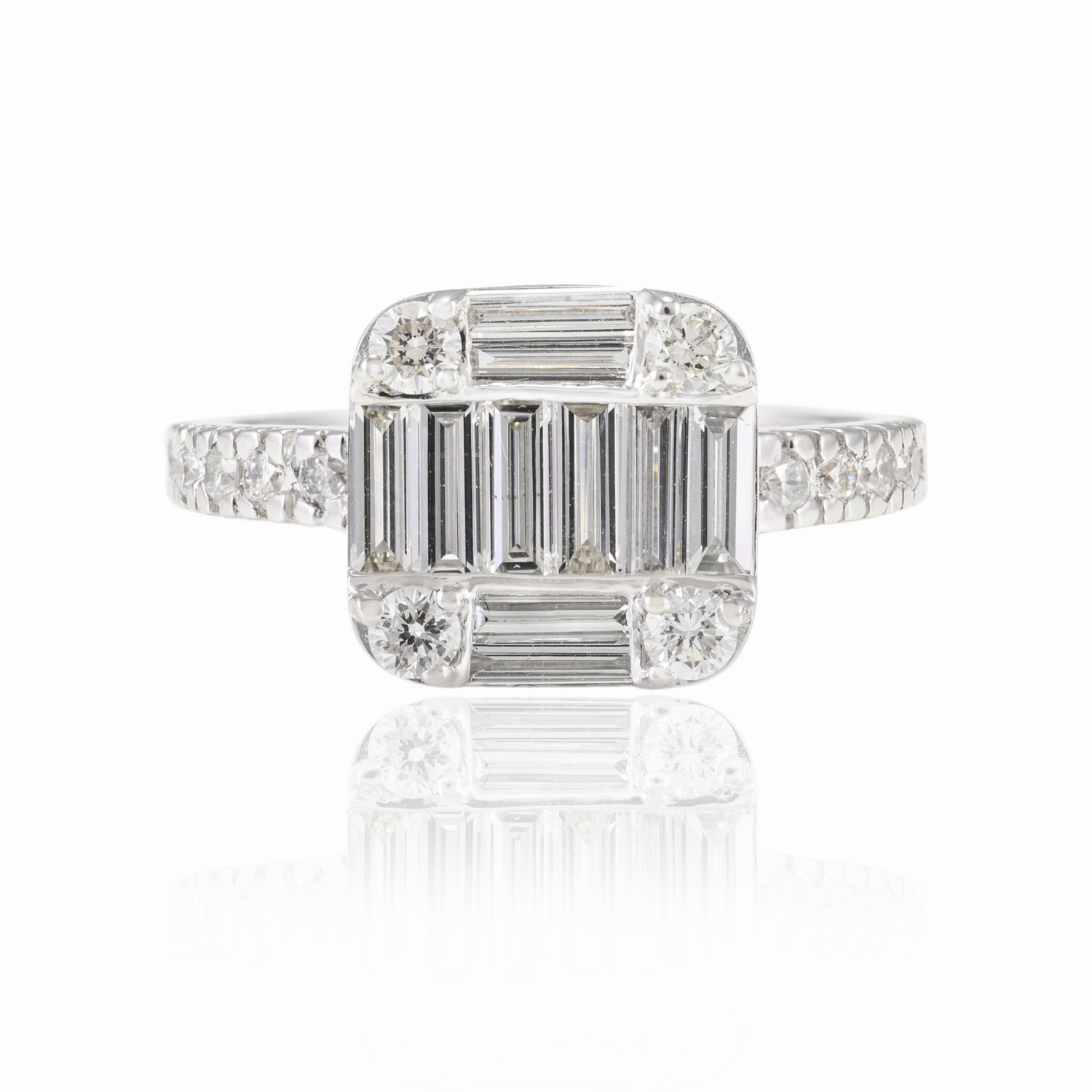 18K White Gold Diamond Baguette Ring - vrjewels-us