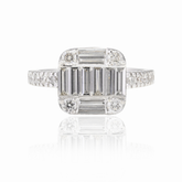 18K White Gold Diamond Baguette Ring - vrjewels-us
