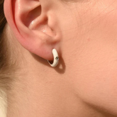 14K Enamel Huggie Hoop Diamond Earrings