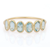 18K Bezel Set Aquamarine Half Eternity Band