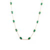 14K Solid Yellow Gold Emerald Station Chain Necklace Thumbnail