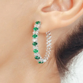 18K Designer Emerald & Diamond Chunky Hoops