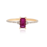 14K Gold Baguette Ruby and Diamond Wedding Ring