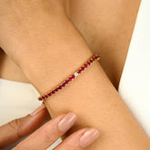 14K Round Ruby Diamond Tennis Bracelet - Minimalist Everyday Bracelet