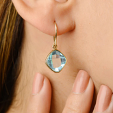 14K Modern 10.54 Ct Blue Topaz Drop Earrings