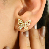 14K Artistic Prong Set Diamond Butterfly Earrings