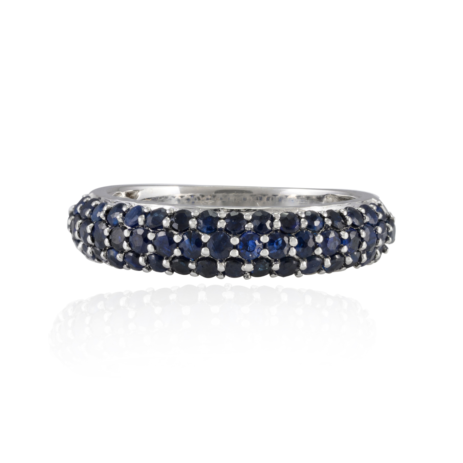 18K Gold Blue Sapphire Dome Style Band - vrjewels-us