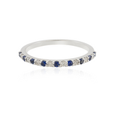 18K Gold Blue Sapphire Diamond Half Eternity Band - vrjewels-us