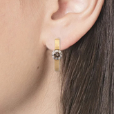 18K Chunky Hoop Earrings With Blazing Diamond