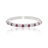 18K White Gold Ruby Diamond Eternity Band - vrjewels-us