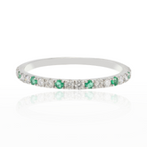 18K White Gold Emerald Diamond Eternity Band - vrjewels-us