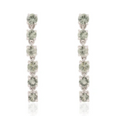 14K Solid White Gold Radiant Green Amethyst Dangle Earrings