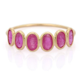 18K Oval Ruby Half Eternity Band