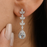 14K Art Deco Aquamarine Diamond Dangle Earrings