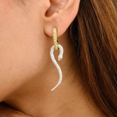 18K Pave Set Two Color Diamond Serpentine Earrings