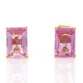 18K Natural Pink Sapphire Studs with Prong Setting