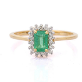 14K Gold Emerald Diamond Ring