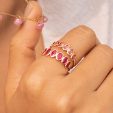 18K Gold Pink Sapphire Half Eternity Band