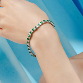 18K Octagon Emerald & Diamond Statement Tennis Bracelet
