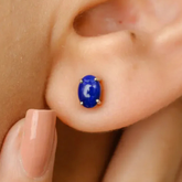 18K Prong Set Dainty Lapis Lazuli Earrings