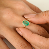 14K 1 Carat Zambian Emerald Solitaire Ring