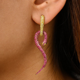 18K Serpentine Ruby Diamond Statement Earrings