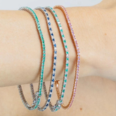 18K Pink Sapphire Sleek Bracelet - Stackable Everyday Bracelet