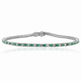 18K Gold Emerald Diamond Sleek Bracelet - Stackable Everyday Bracelet